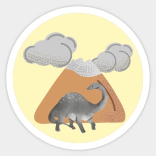 Dinosaur and volcano Sticker